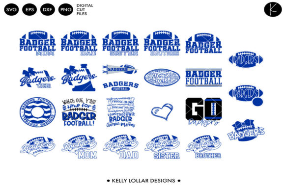 Badgers Football Bundle Blue: Graphics for Crafts