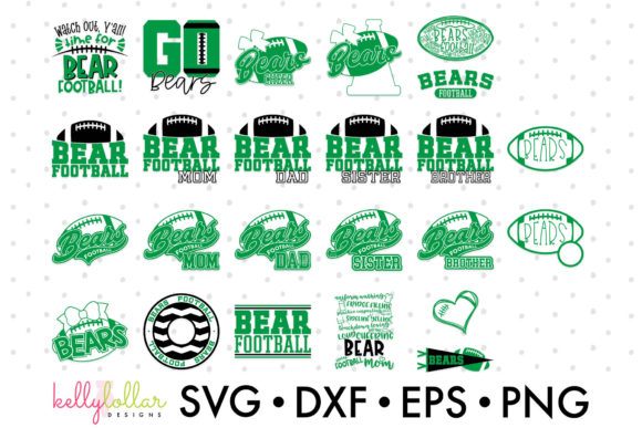 Bears Football Bundle Green: Graphics for Crafts