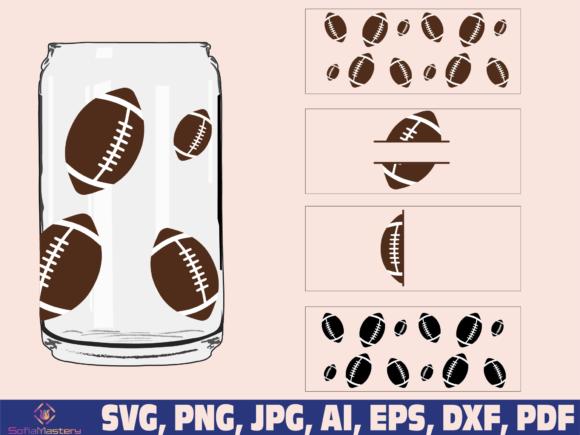 Football Glass Wrap Graphics for Crafts
