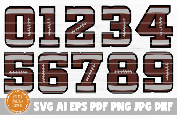 Football Numbers SVG Font Clipart for Crafts and Graphics