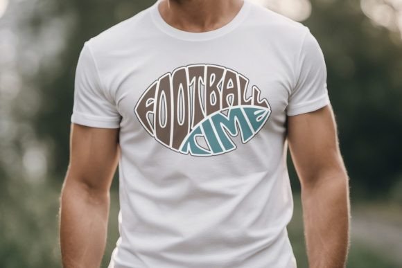 Football Time Svg Lettering in Oval Graphics