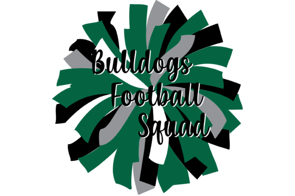 Green and Black Bulldogs Football Pom Graphics for Crafts