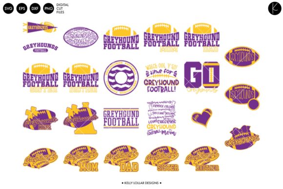 Greyhounds Football Bundle Purple Gold Graphics for Crafts