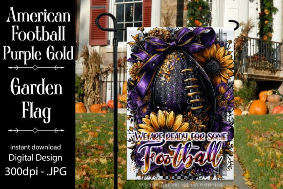 Purple and Gold Football Garden Flag F1 Graphics